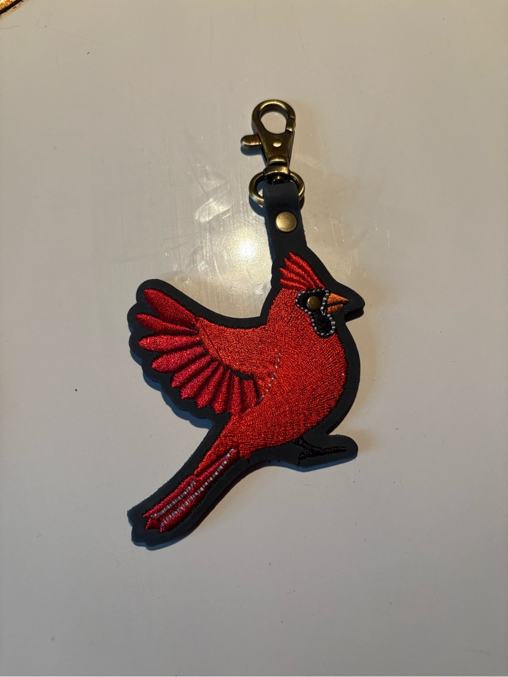 Portland Leather Red Cardinal Keychain Charm